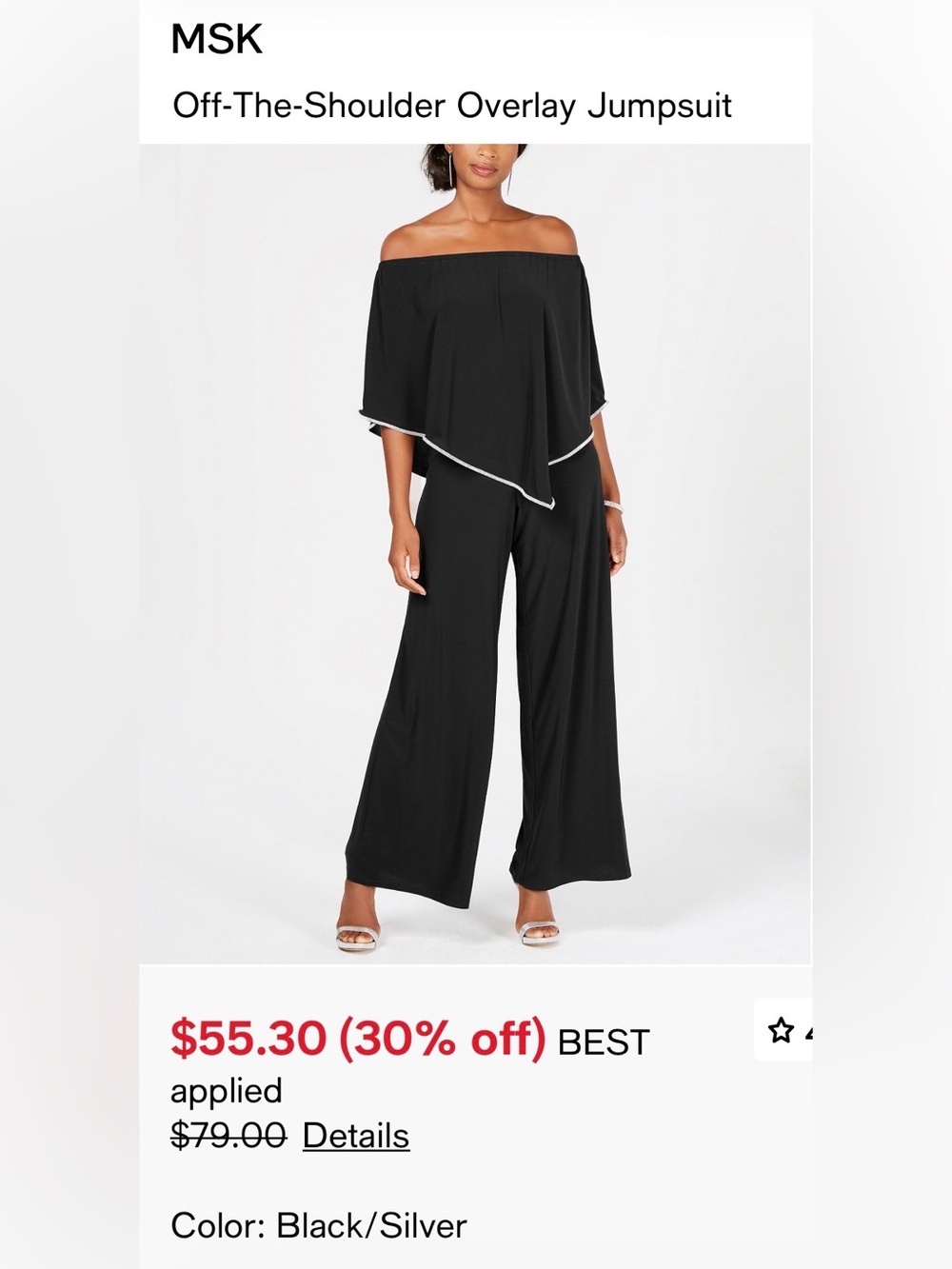 MSK Off-The-Shoulder Overlay Jumpsuit